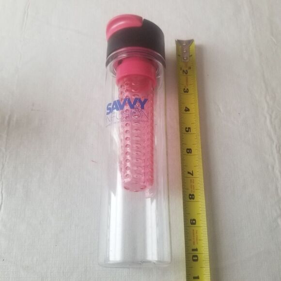Savvy Fruit Infusion Pink Tritan Water Bottle Travel Clear Waterbottle - Picture 5 of 6
